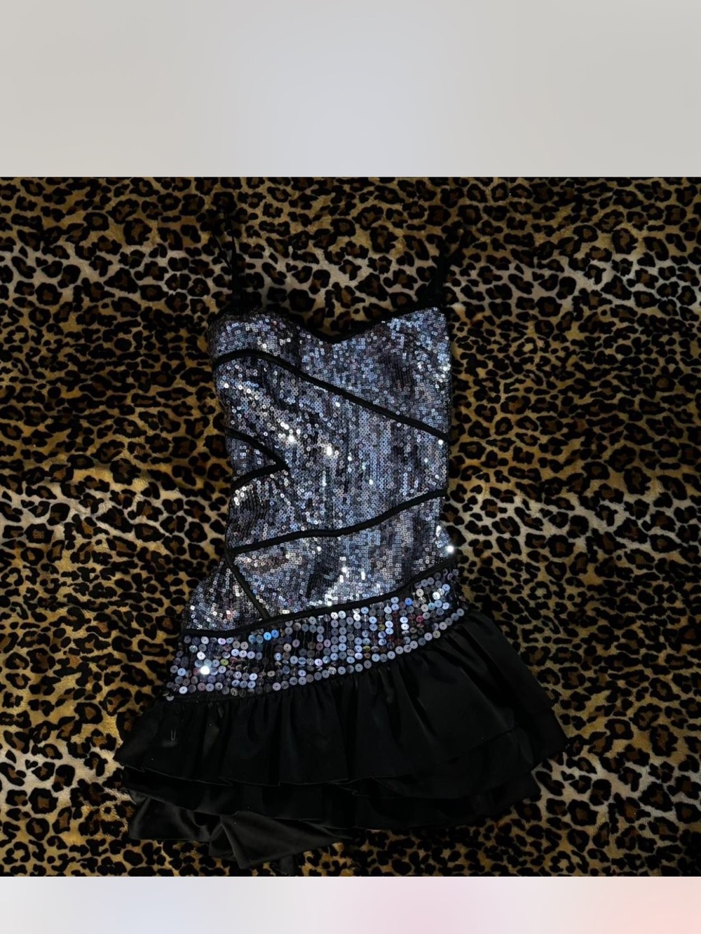 Sequin Strapless Top in Silver and Black